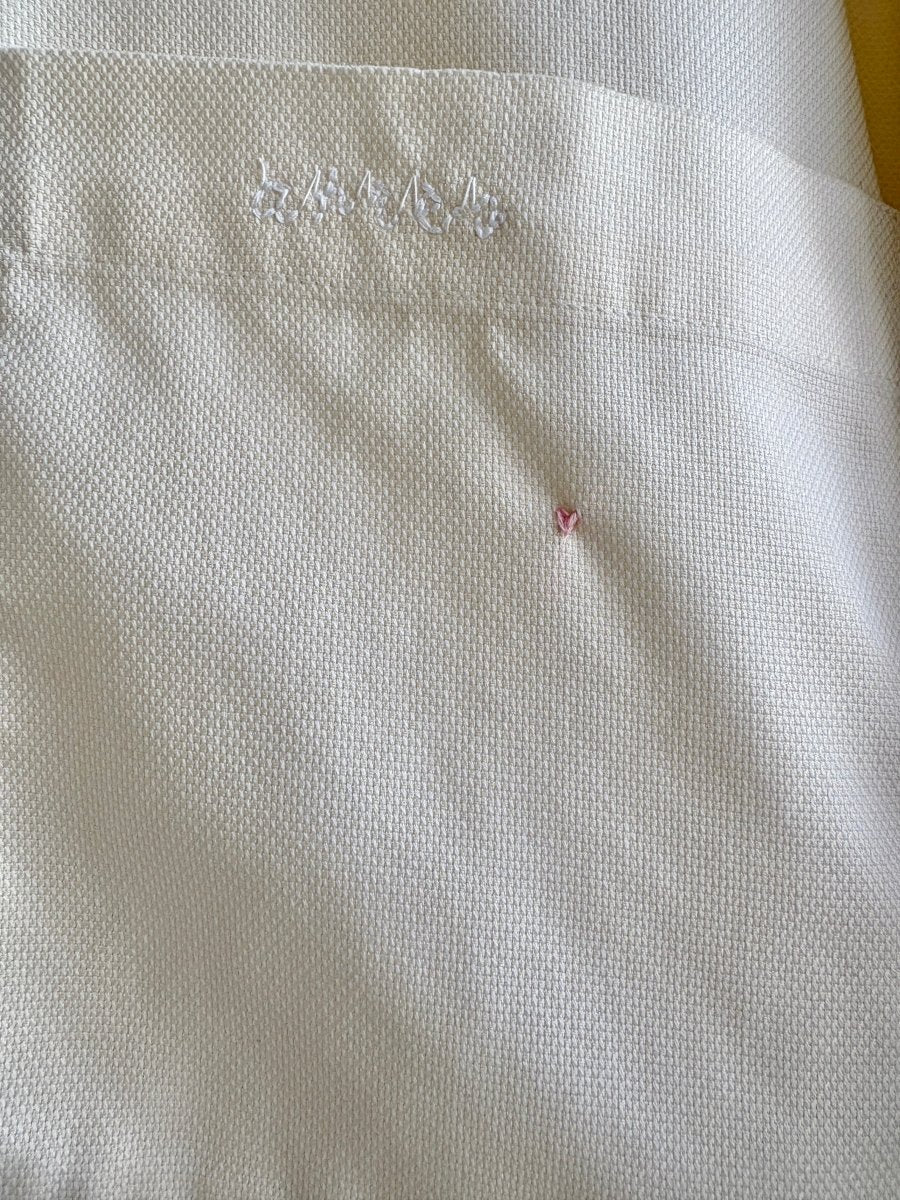 Cream & Pale Blue Des Dress w/ Heart Embroidery (Reworked) - Made X Hudson