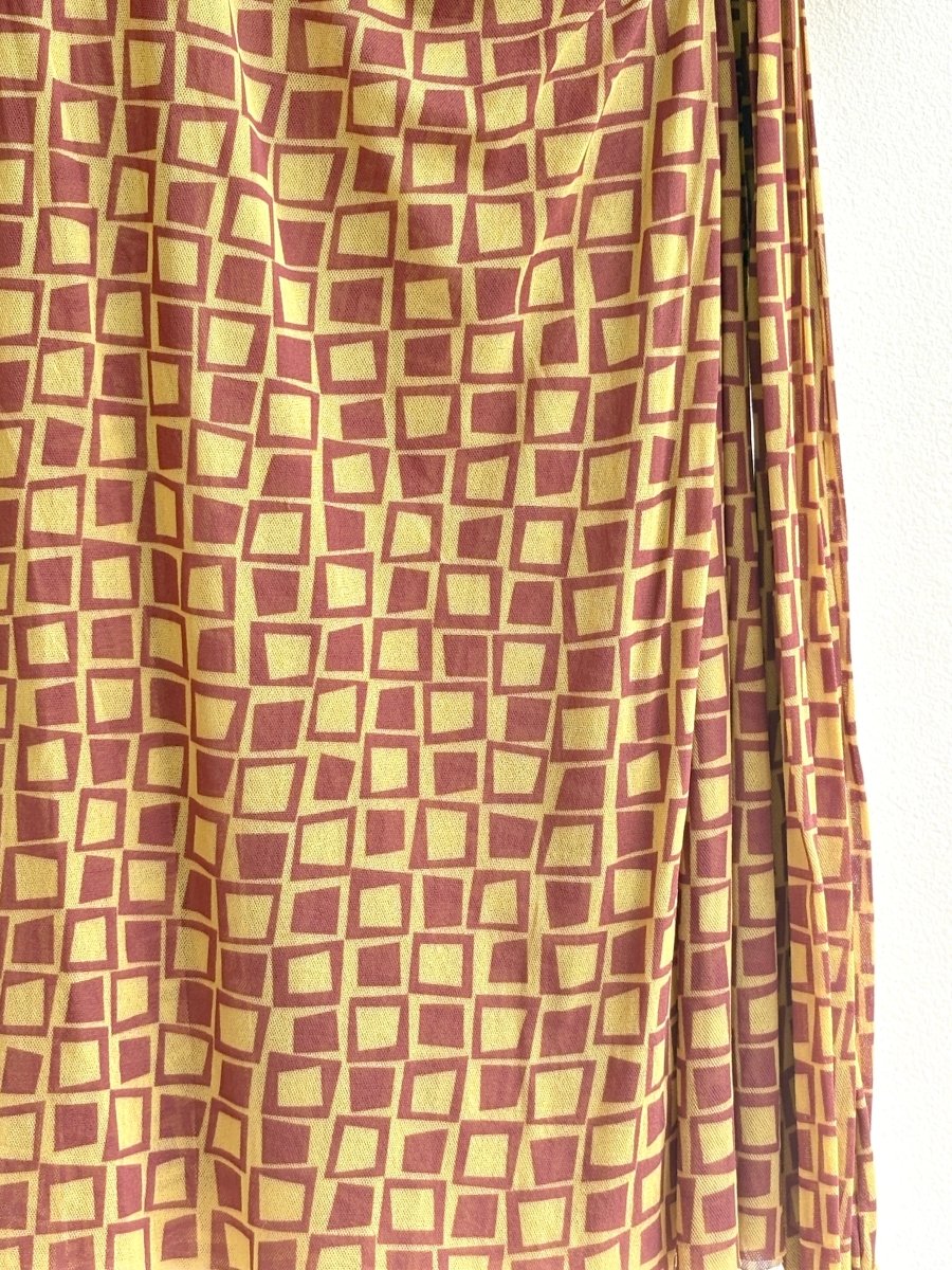Brick & Mustard Retro Checkerboard Wrap Dress (Vintage) - Made X Hudson