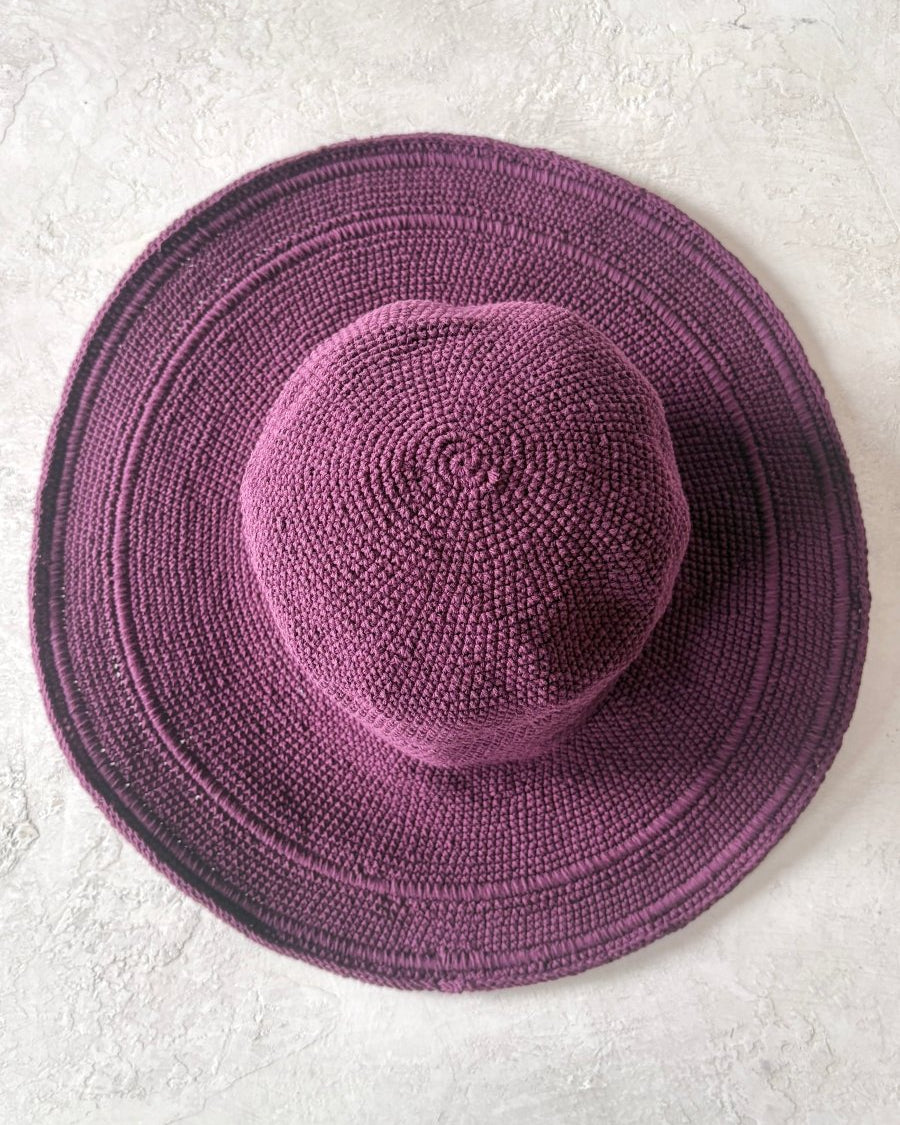 Crochet Cotton Gardening Hat in Dark Plum - Made X Hudson