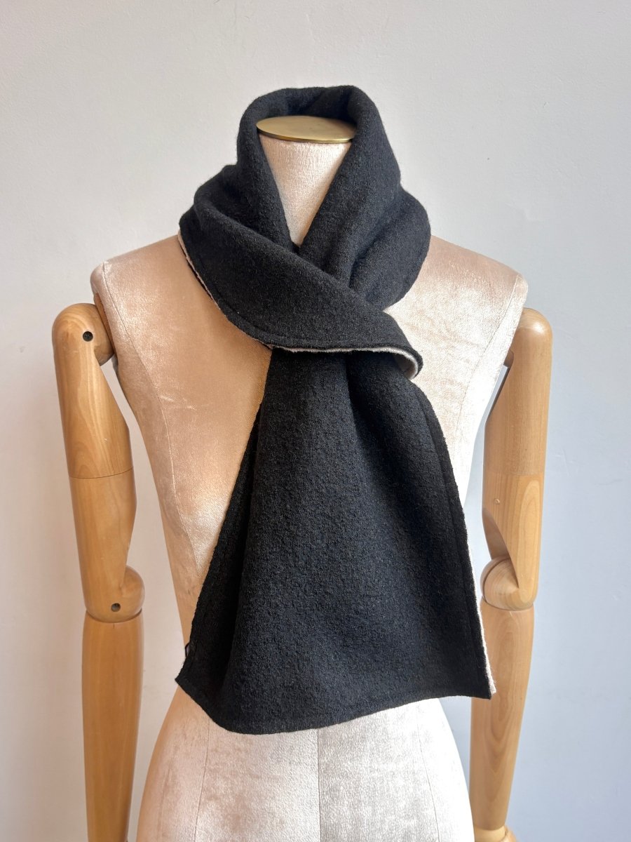 Boiled Wool Neck Wrap | Black & Cream - Made X Hudson