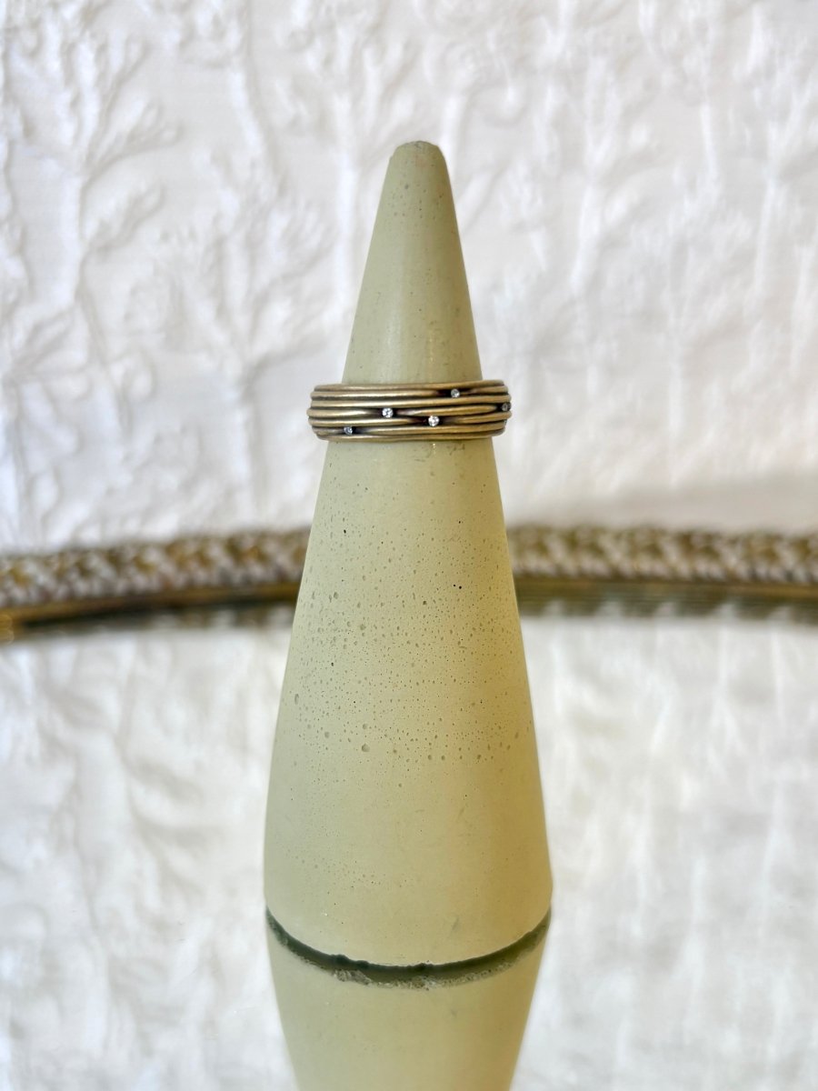 Brushwood Grass Gold Plated Ring w/ CZ Stones - Made X Hudson