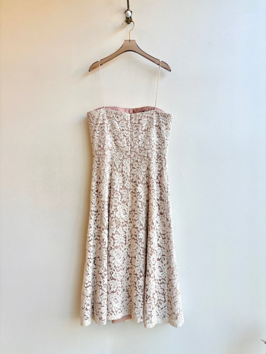 Carmen Marc Valvo | Cream and Blush Lace Overlay Dress (Vintage) - Made X Hudson