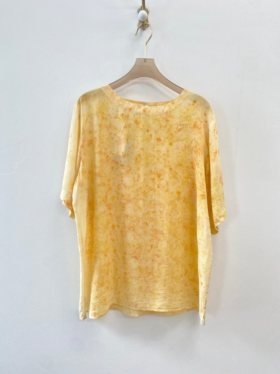Sulfur & Cosmos Dyed Up - cycled Silk Short Sleeve Top (Reworked) - Made X Hudson