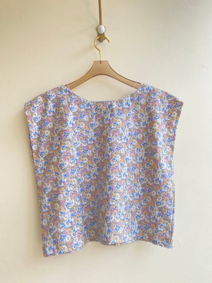 Blue, Blush, & Peach Floral Daisy Box Top - Made X Hudson