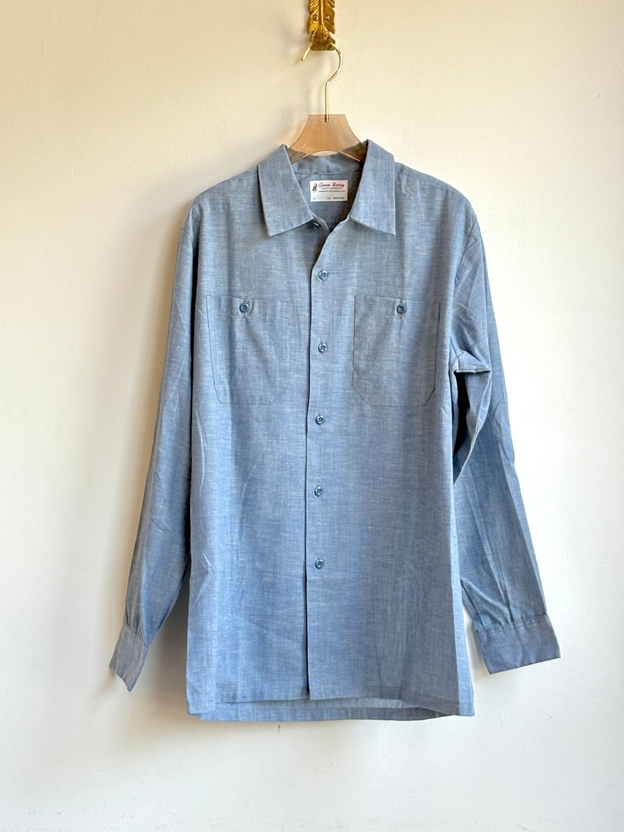 Chambray Shirt w/ Vintage Indigo Quilt Patch (Reworked) - Made X Hudson