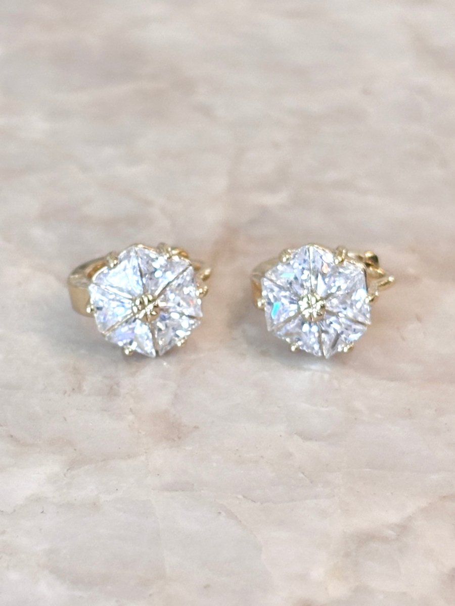 18k Gold Filled Cubic Zirconia (CZ) Flower Huggie Hoops - Made X Hudson