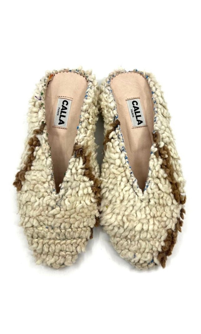 Aili Babouche “Tatooine” Mules In Cream & Brown (Size 39) - Made X Hudson