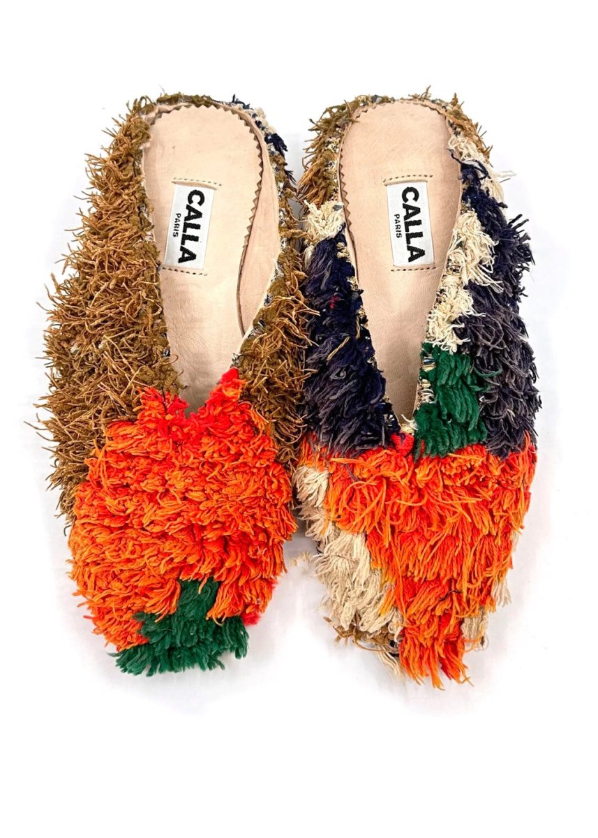 Aili Babouche “Siili” Mules In Colors Bright Orange, Peat, Emerald, Purple (Size 37) - Made X Hudson