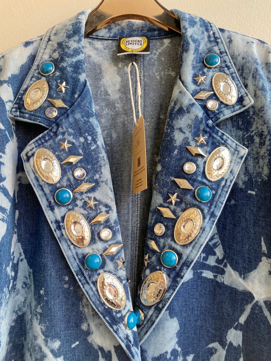 Vintage Hand Dyed Conch Studded Button Up Denim Trench Coat (Reworked) - Made X Hudson