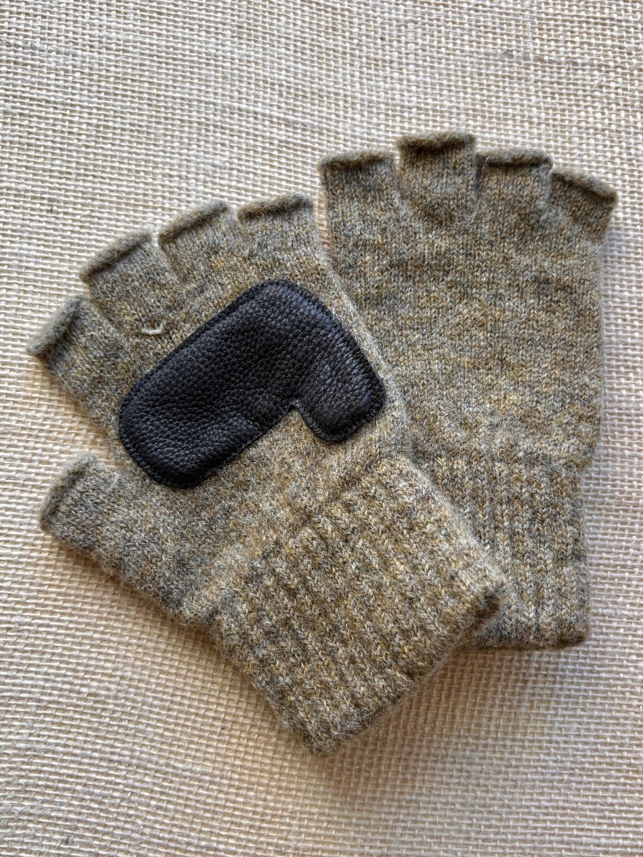 Fingerless Wool Gloves w/ Leather Palms | Womens One Size (Multiple Colors) - Made X Hudson