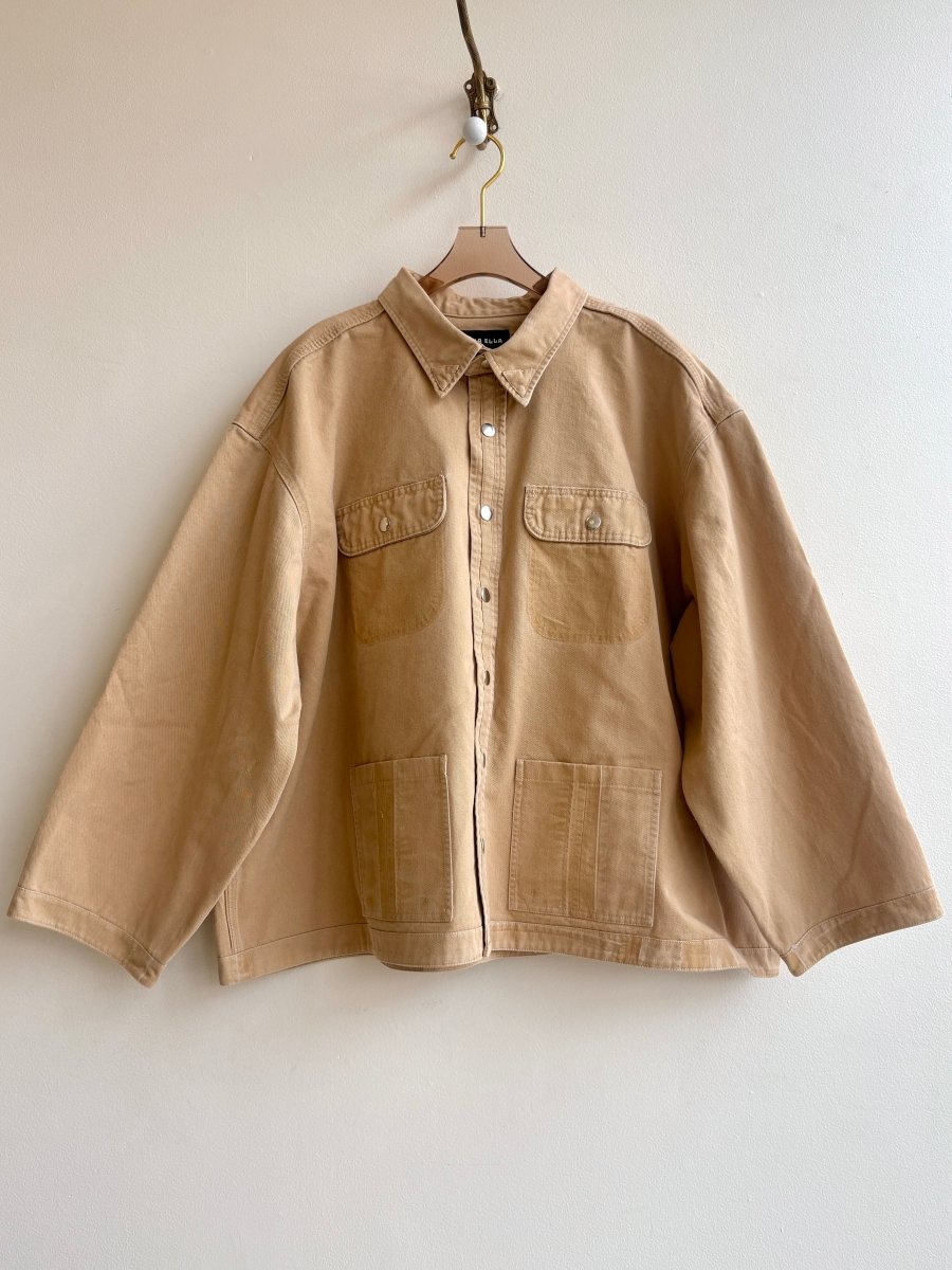 Camel Shirtjacket w/ Multi - Tone Star Quilt Patch and Patch Pockets (Reworked) - Made X Hudson