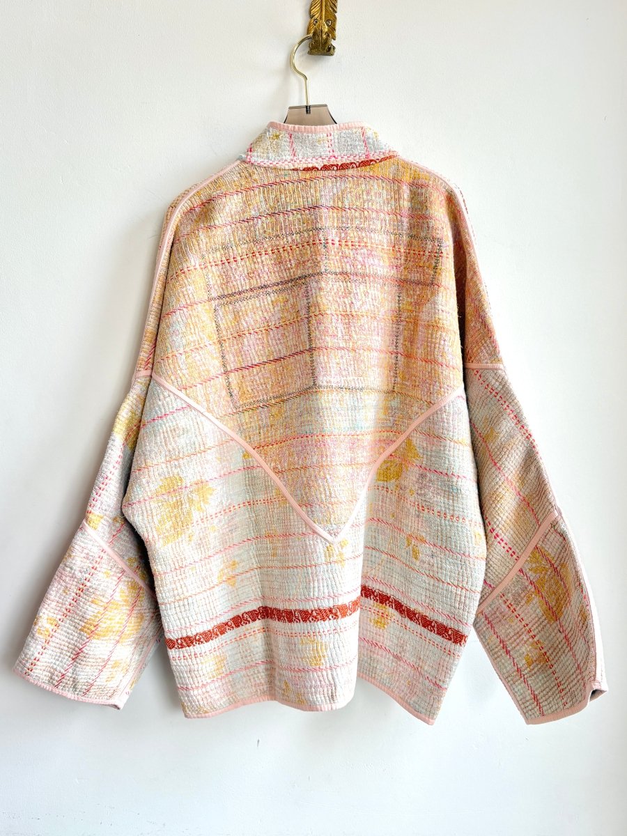 Reversible Ladhiya Quilted Jacket in Colors Peach, Cream & Aqua Blue, Pale Pink, Blue - Made X Hudson