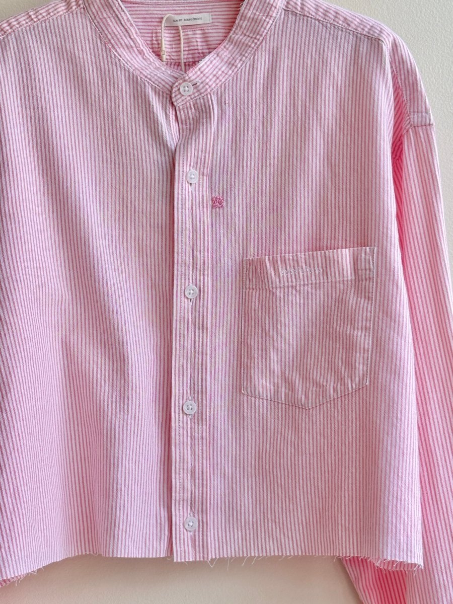 Pink Mini Stripe Annette Crop Top (Reworked) - Made X Hudson