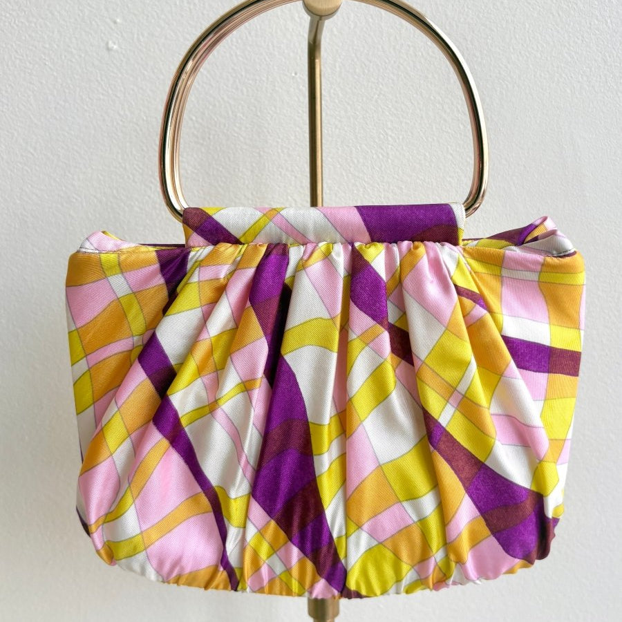 Gathered Purple, Neon Yellow, Blush Retro Print Minnie Bag - Made X Hudson