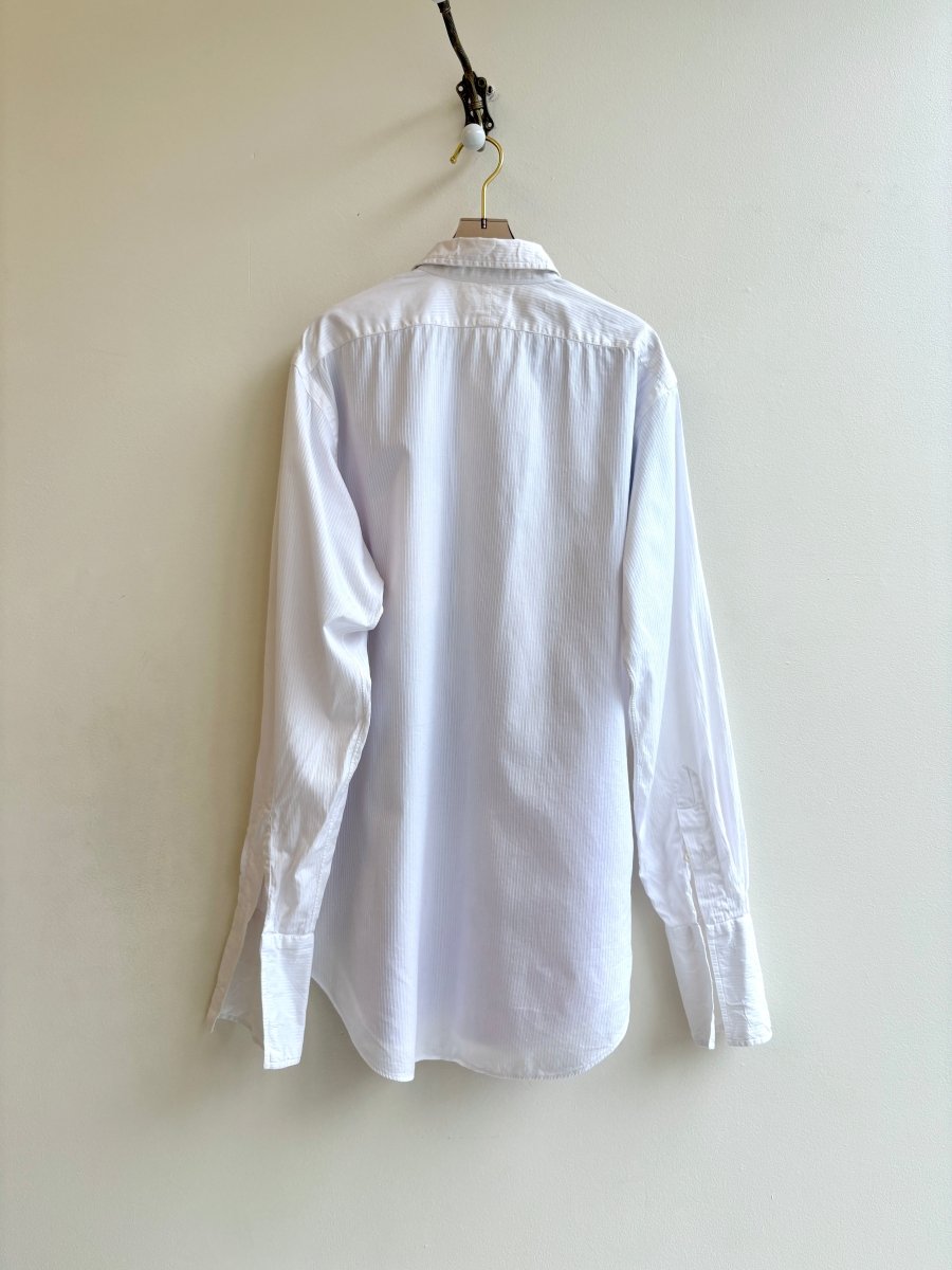 White Stripe Dolly Parton and Kitten Blue & Pink Cyanotype Button - Up Shirt (Reworked) - Made X Hudson