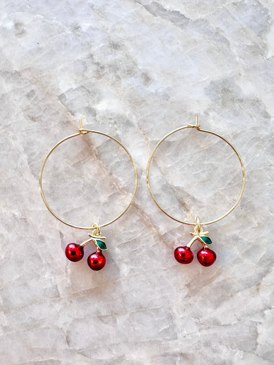 Sweet Cherry Gold Filled Hoops (Multiple Sizes) - Made X Hudson