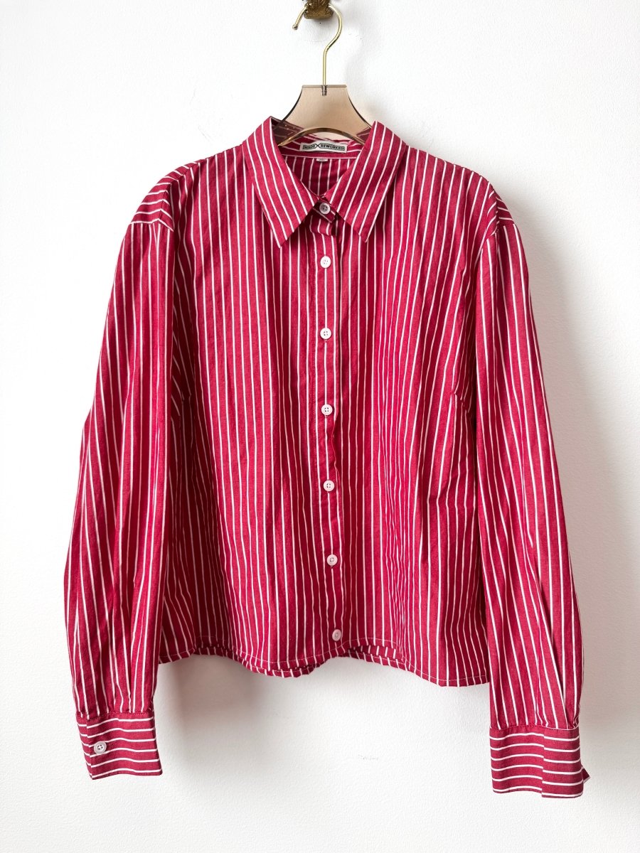The Vale Shirt in Hot Red and White Pin Stripe (Reworked) - Made X Hudson