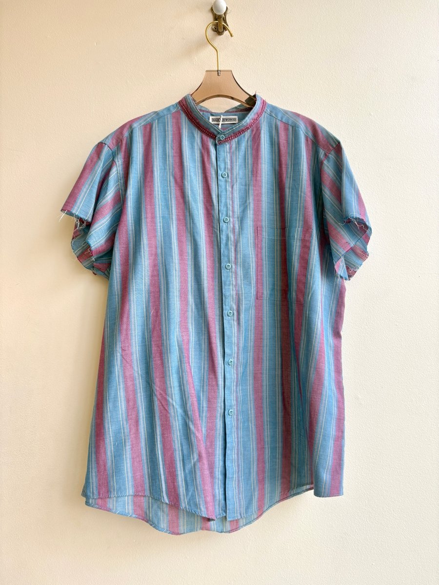 The Mountain Shirt in Vintage Teal and Red Stripe (Reworked) - Made X Hudson