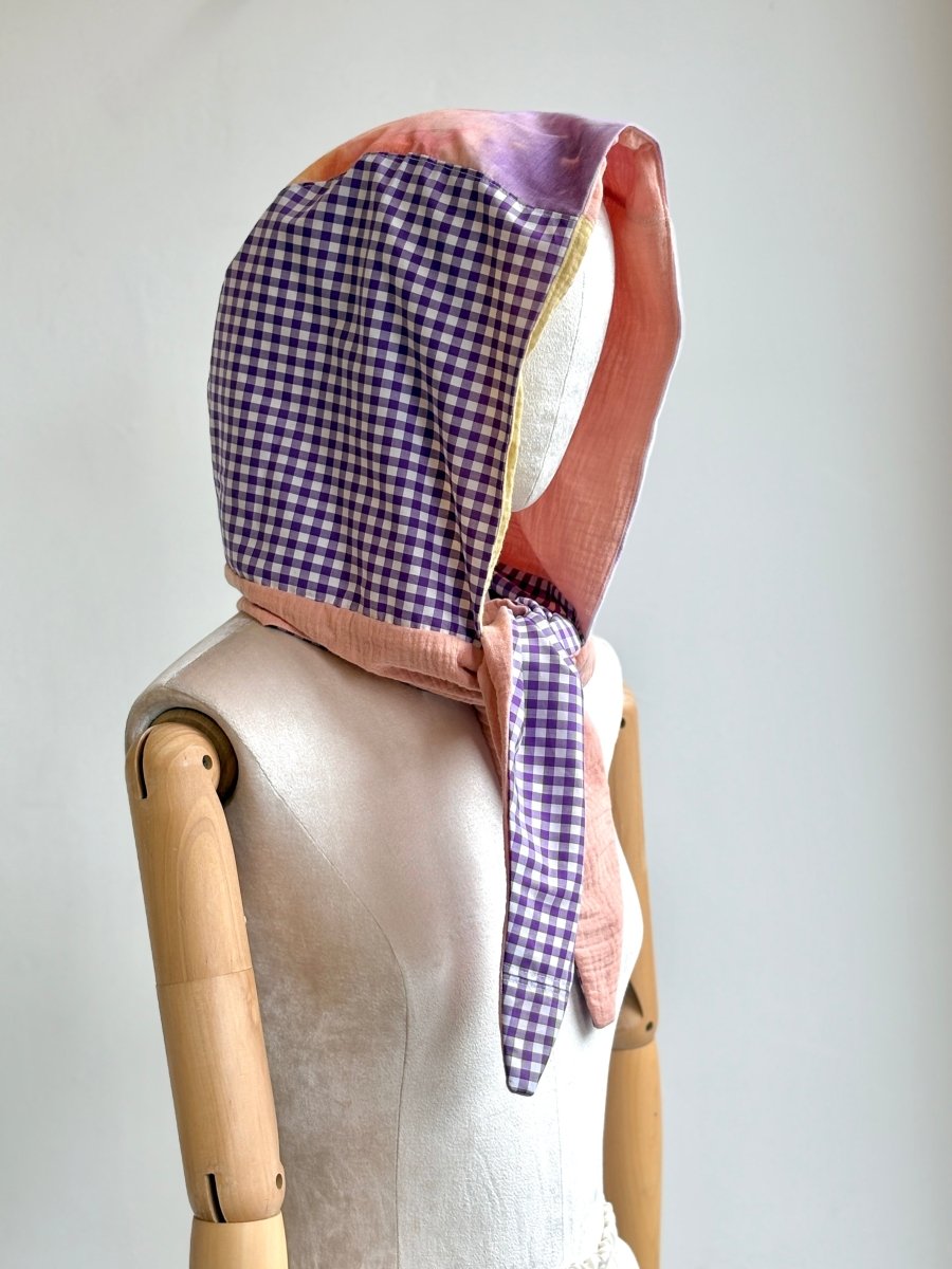 Hooded Patchwork Scarf in Pink & Purple - Made X Hudson