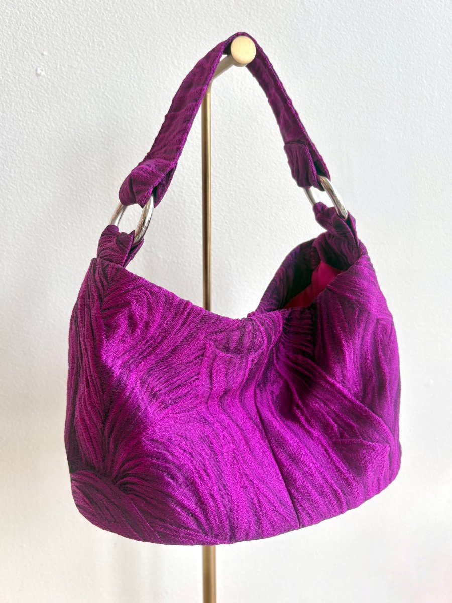 Mini Bucket Bag in Textured Dark Fuchsia - Made X Hudson
