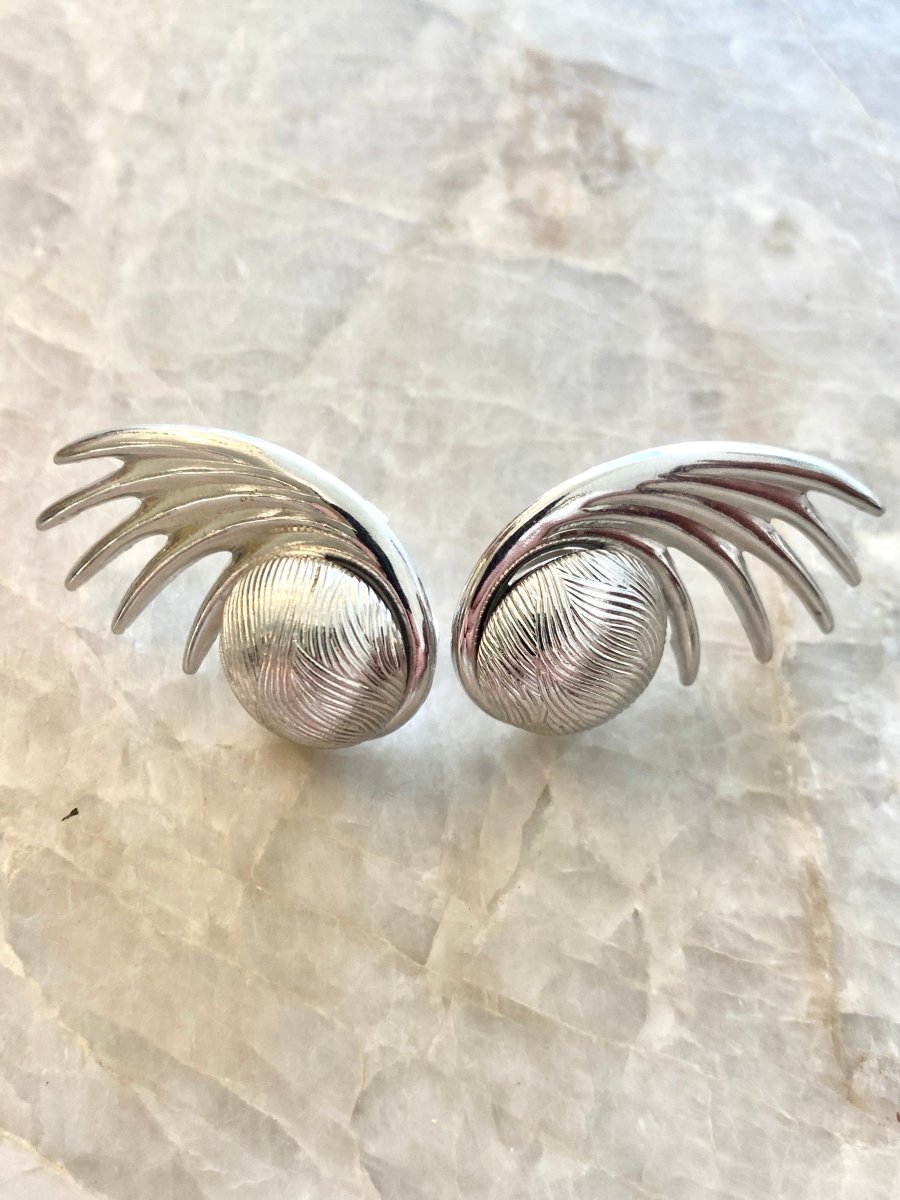 Silver Wing Clip On Earrings (Vintage) - Made X Hudson