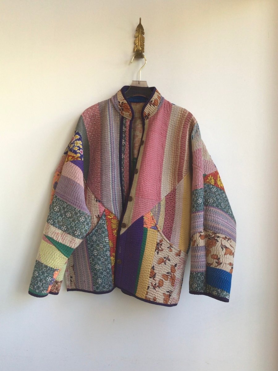 Reversible Ladhiya Quilted Jacket in Blush, Green, Tan, Navy & Yellow, Purple, Pink, Blue, Red - Made X Hudson