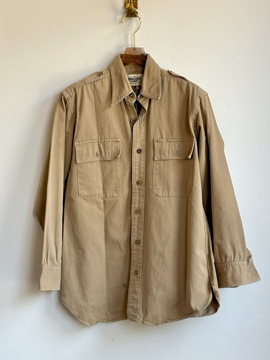 Tan Military Shirt w/ Quilt Patch (Reworked) - Made X Hudson