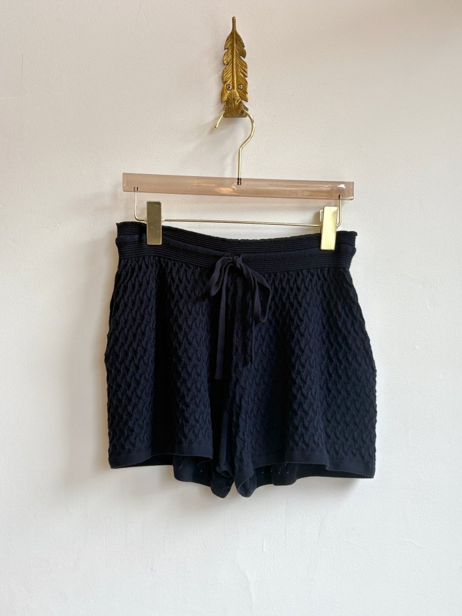 Navy Textured Pointelle Knit Shorts - Made X Hudson