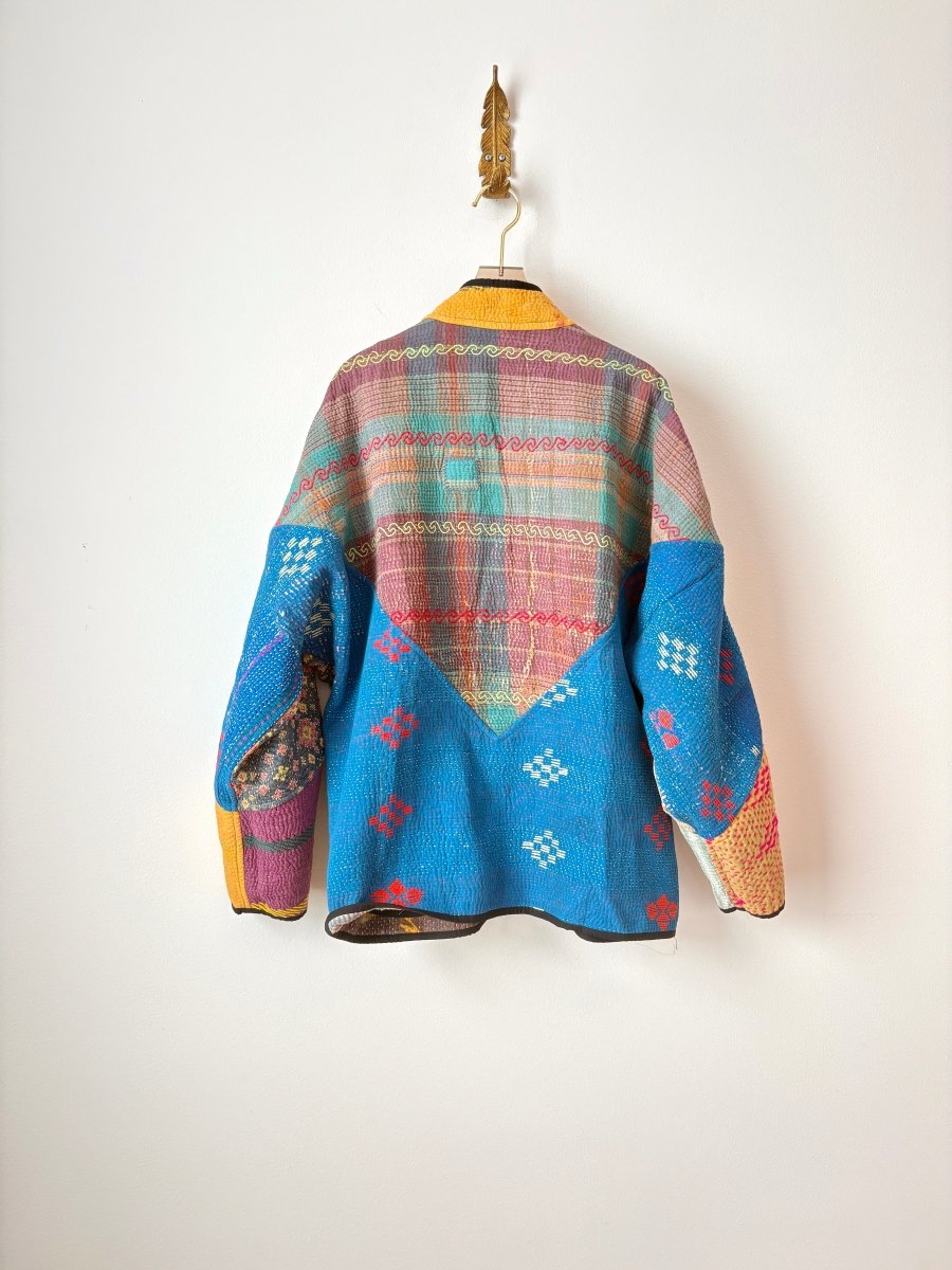 Reversible Ladhiya Quilted Jacket in Colors Powder Blue, Magenta, Red, Lavender & Blue, Pink, Green, Marigold - Made X Hudson