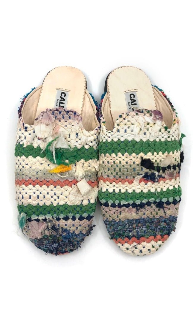 Kili Babouche “Cleo XIII” Flats In Colors Green, Cream, Terracotta (Size 40) - Made X Hudson