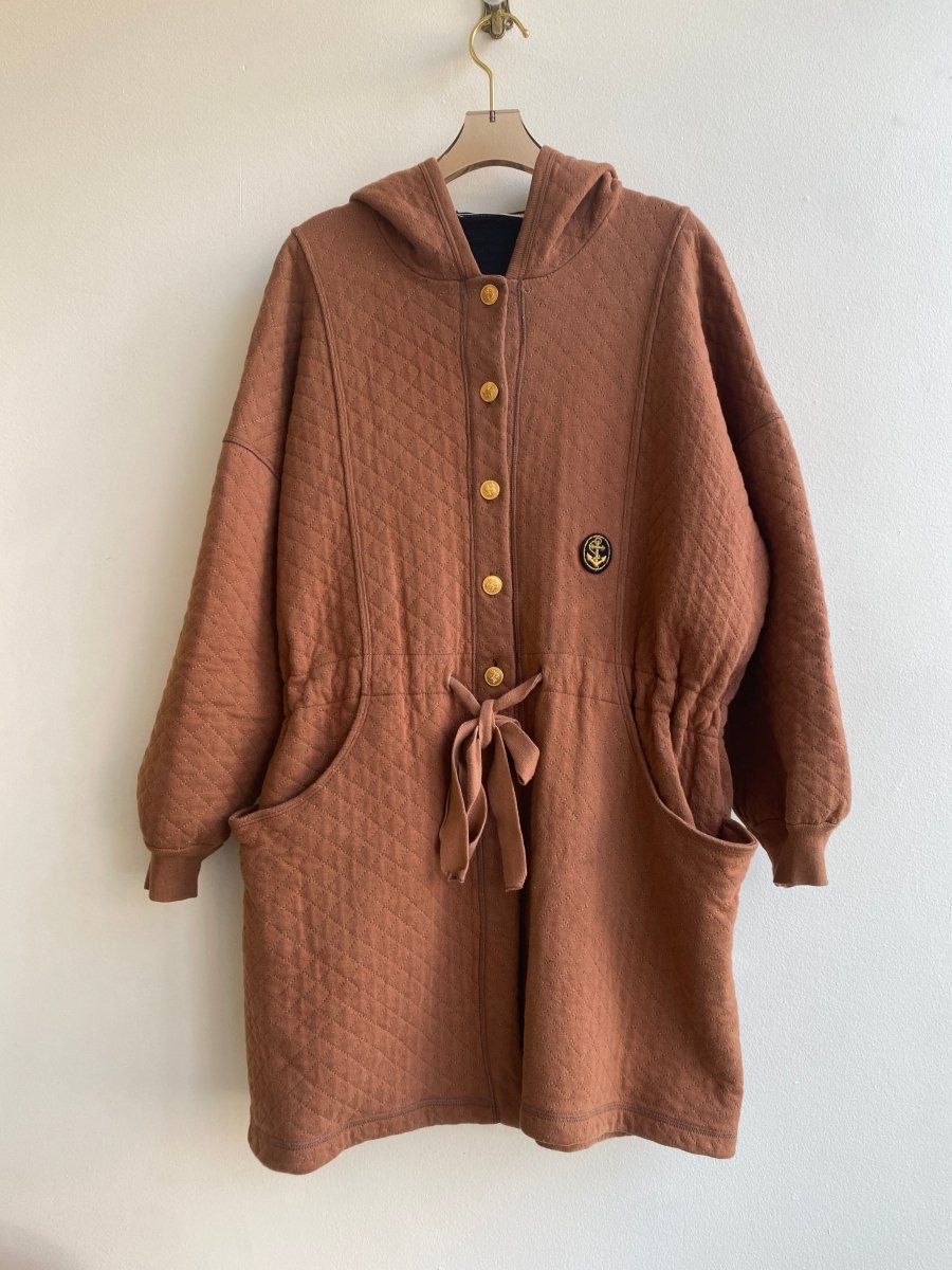 SONIA RYKIEL Paris | Burnt Orange Waist Cinch Button - Up Quilted Jacket (Vintage) - Made X Hudson