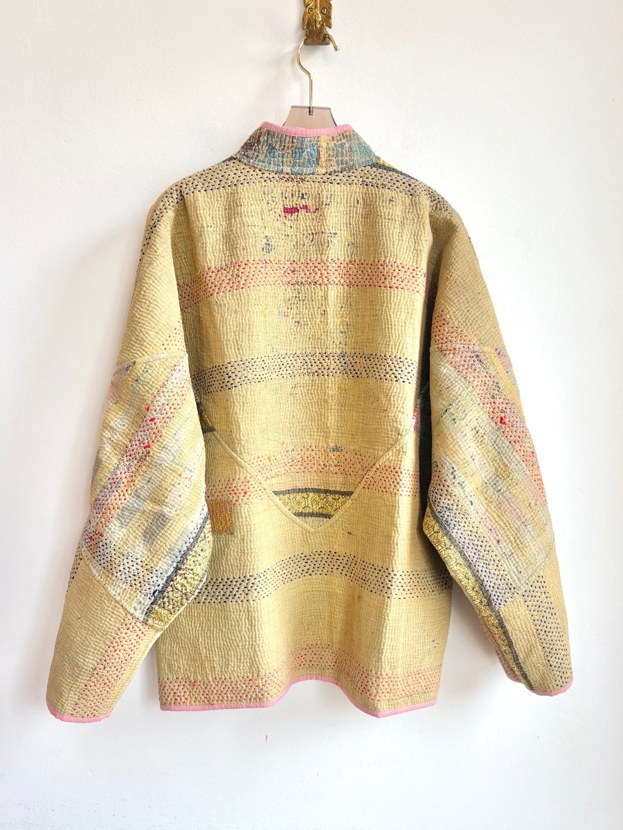 Reversible Ladhiya Quilted Jacket in Colors Mustard, Red, Blue, Orange & Dijon Yellow, Olive, Gold - Made X Hudson