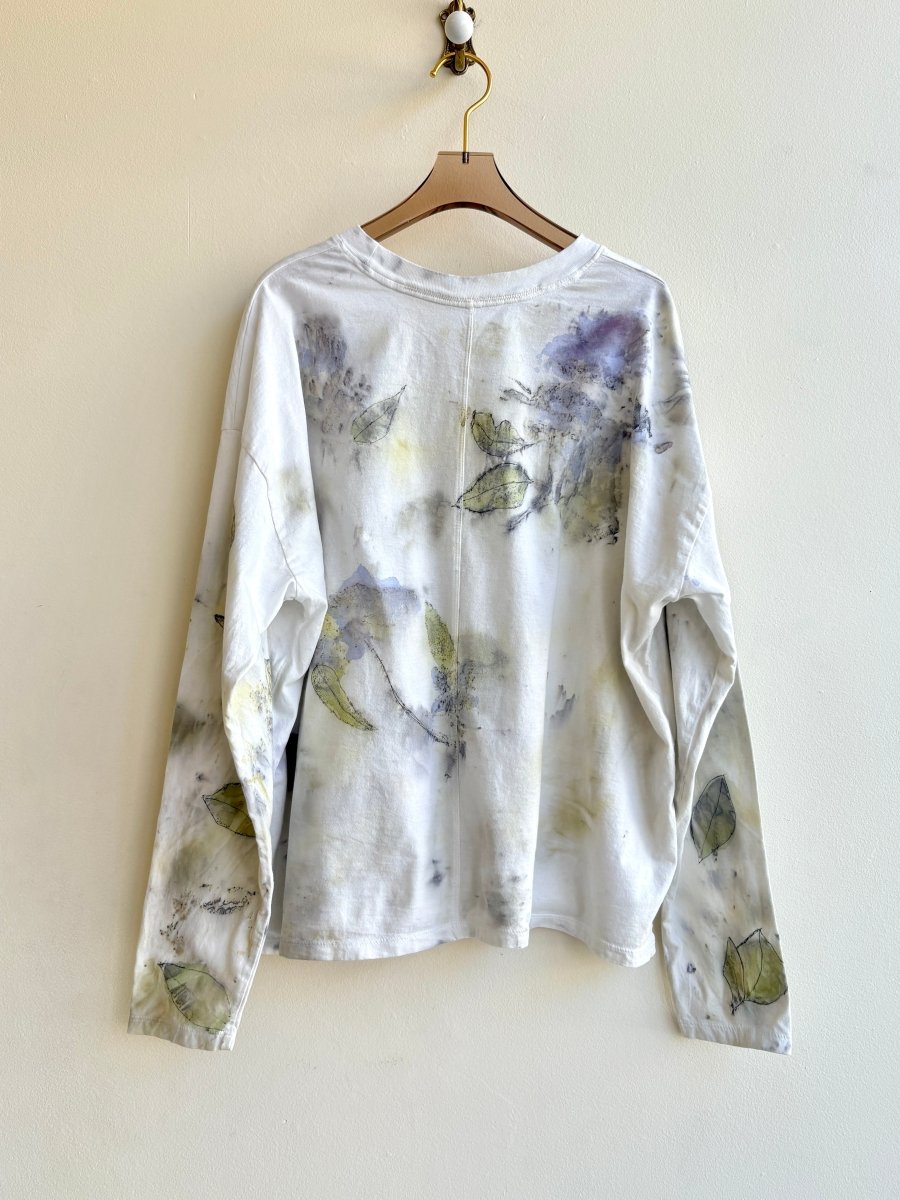 Blue & Green Eco Printed & Hand Drawn Long Sleeve Top (Reworked) - Made X Hudson