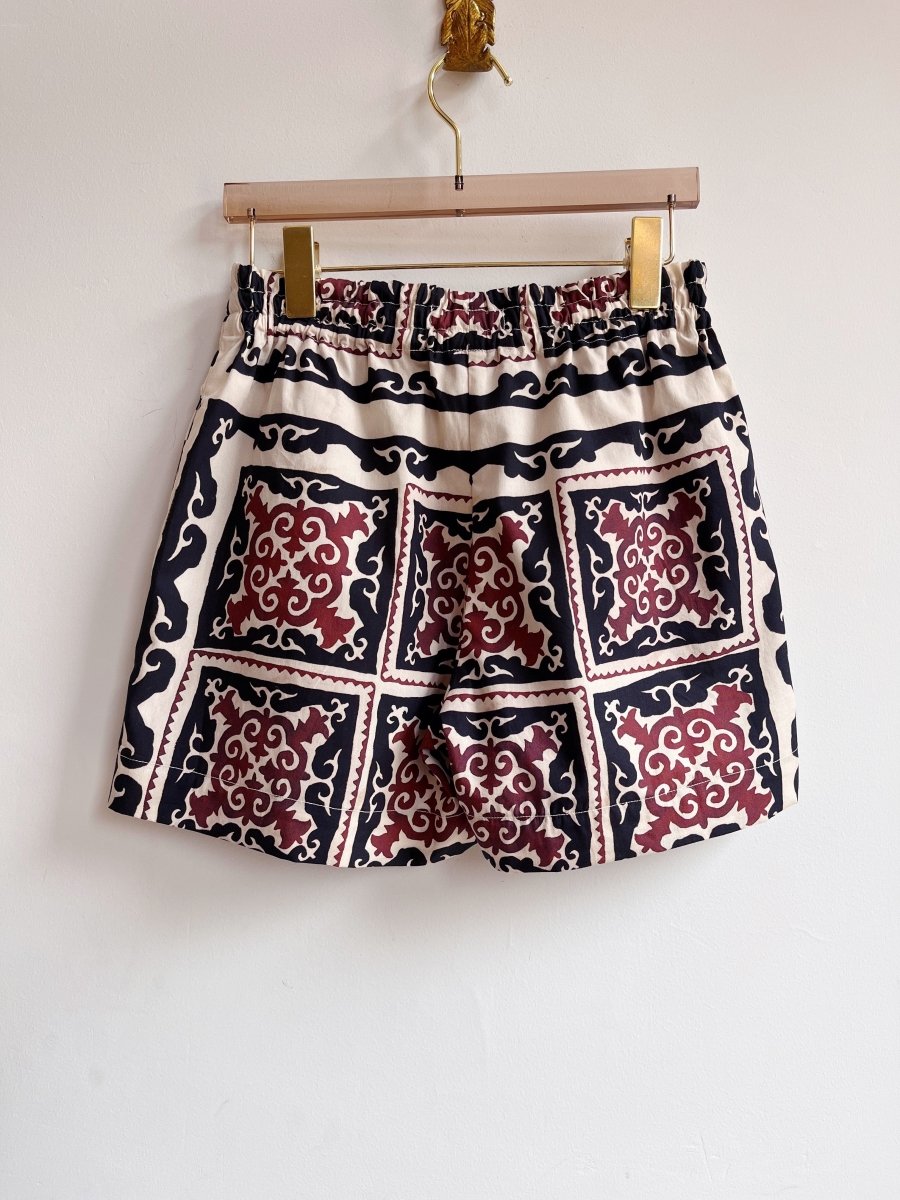 Brown, Black & Cream Moroccan Print Town Shorts - Made X Hudson