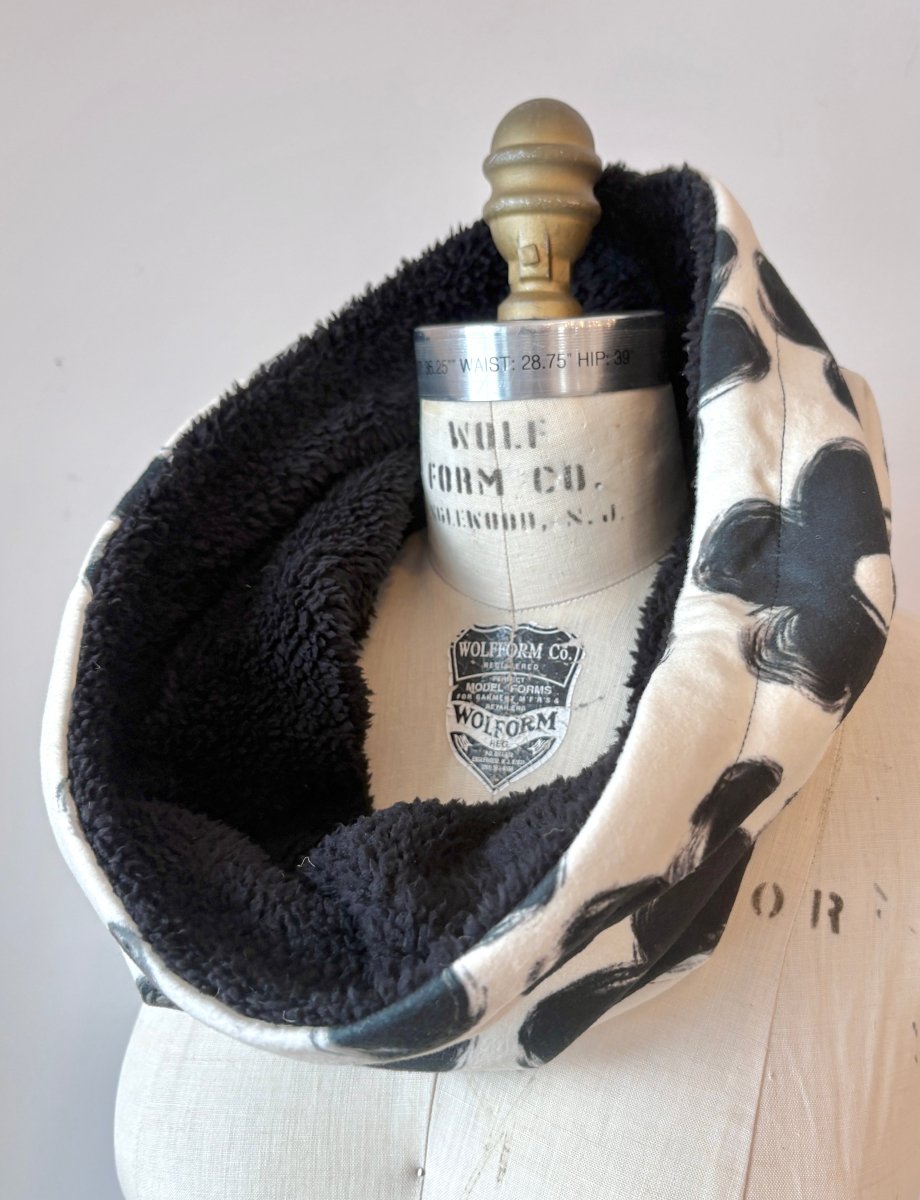 Black Flower Fleece Cowl - Made X Hudson