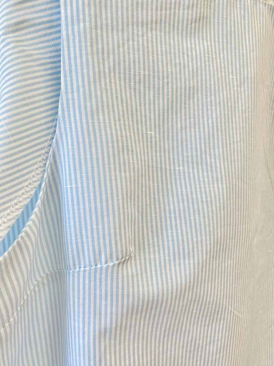 Blue Mini - Stripe Chore Dress w/ Patch Pockets - Made X Hudson