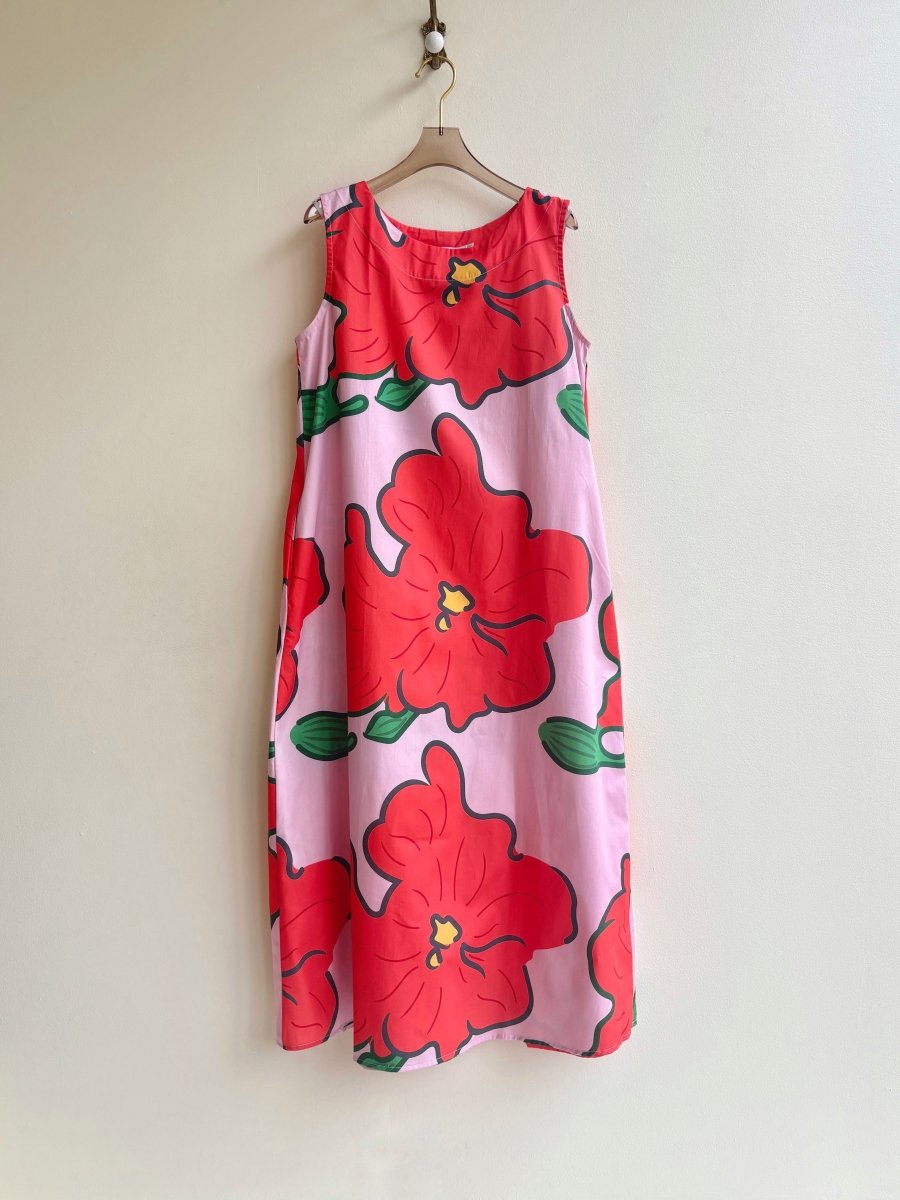 Jumbo Hibiscus Sleeveless Long Dress - Made X Hudson
