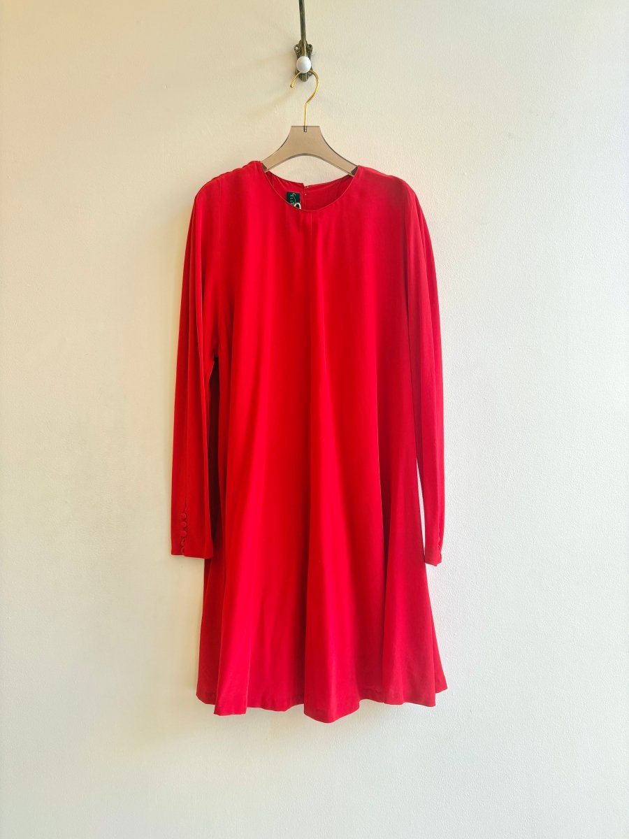Ellen Tracy | Cherry Silk Button Back Dress (Vintage) - Made X Hudson