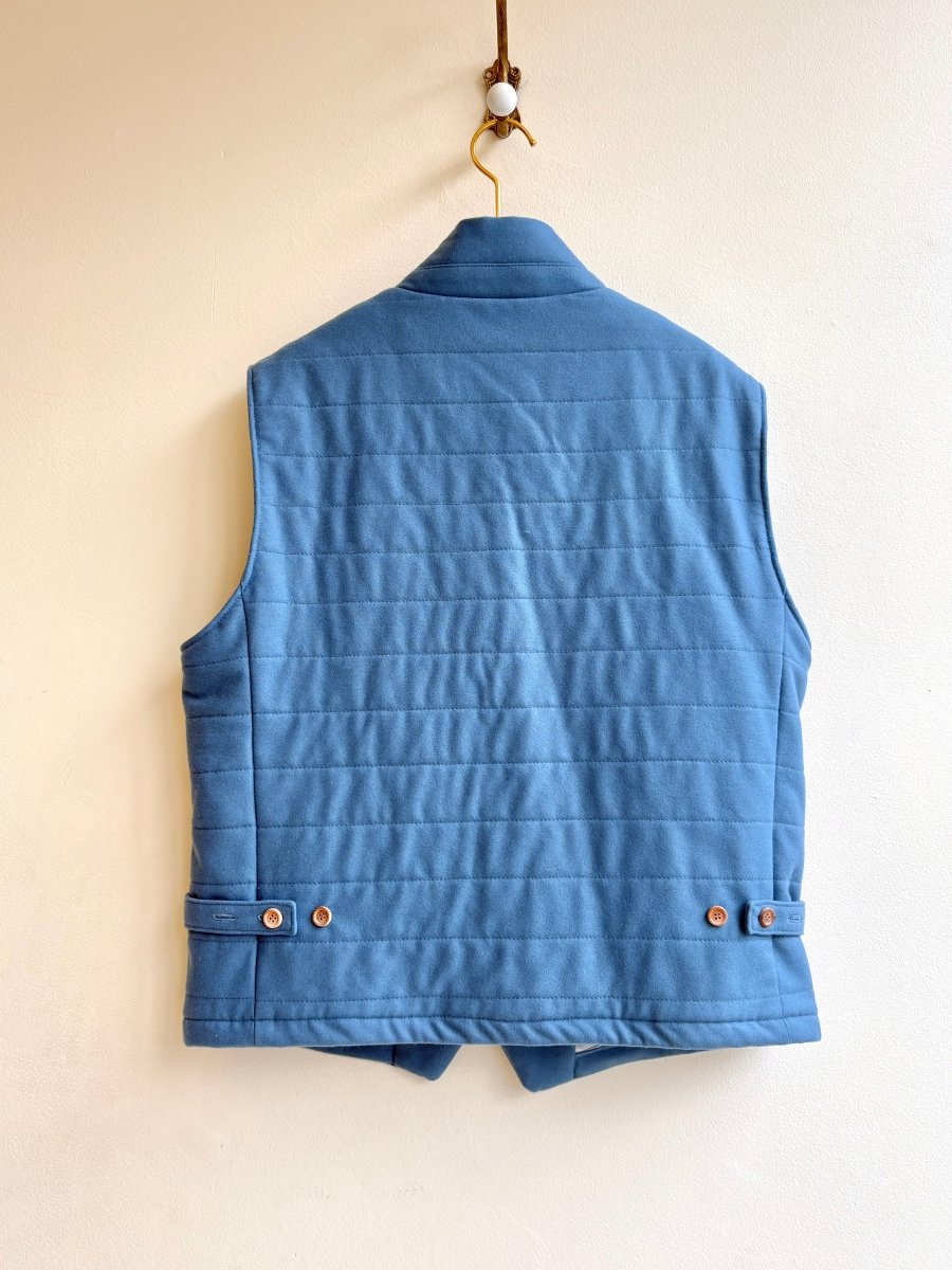 Quilted Sky Blue Wool Vest w/ Silk Lining - Made X Hudson