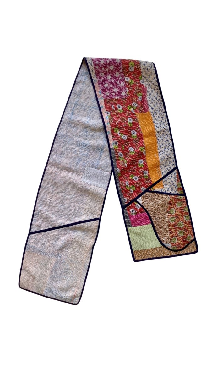 Reversible Quilted Scarf w/ Pockets in Colors Orange, Sage, Red, Brown & Flax - Made X Hudson