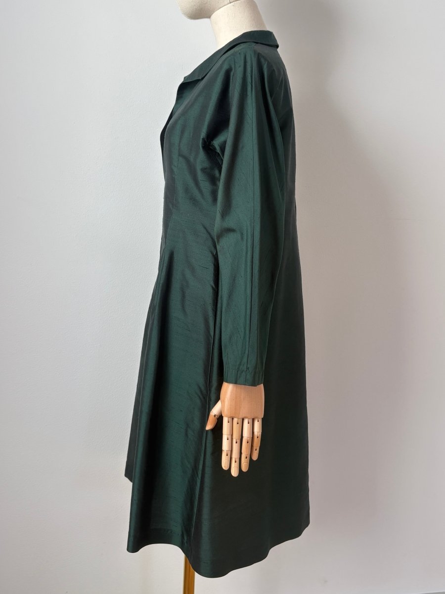 Ulrike Tunic in Emerald Silk Shantung - Made X Hudson