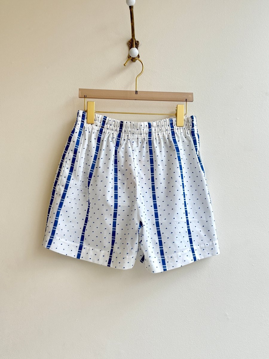 Blue & White Wide Stripe Polka - Dot Town Shorts - Made X Hudson