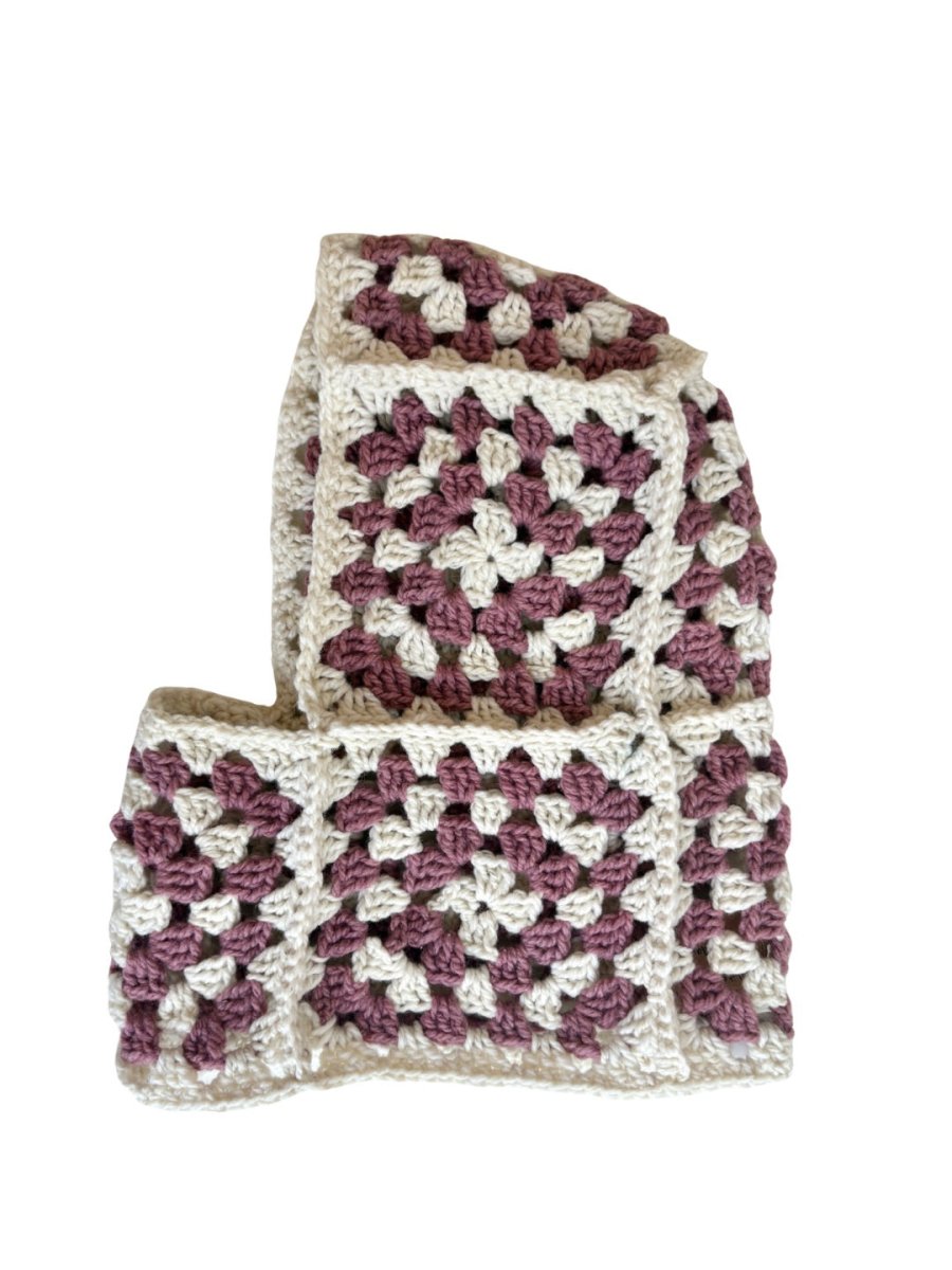 White & Blush Wool Blend Hand Crochet Balaclava - Made X Hudson