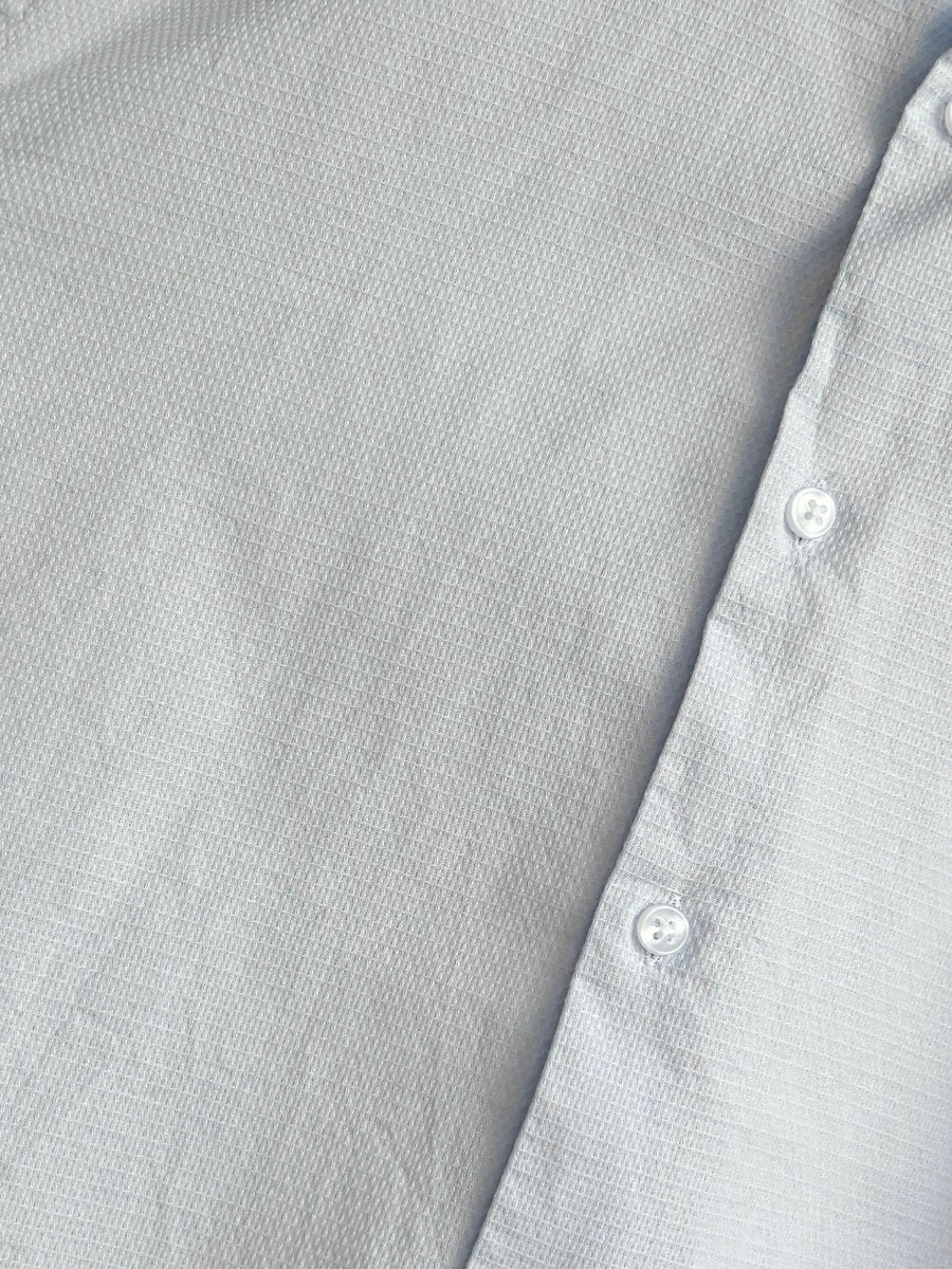 Annette Crop Light Blue Textured Top (Reworked) - Made X Hudson