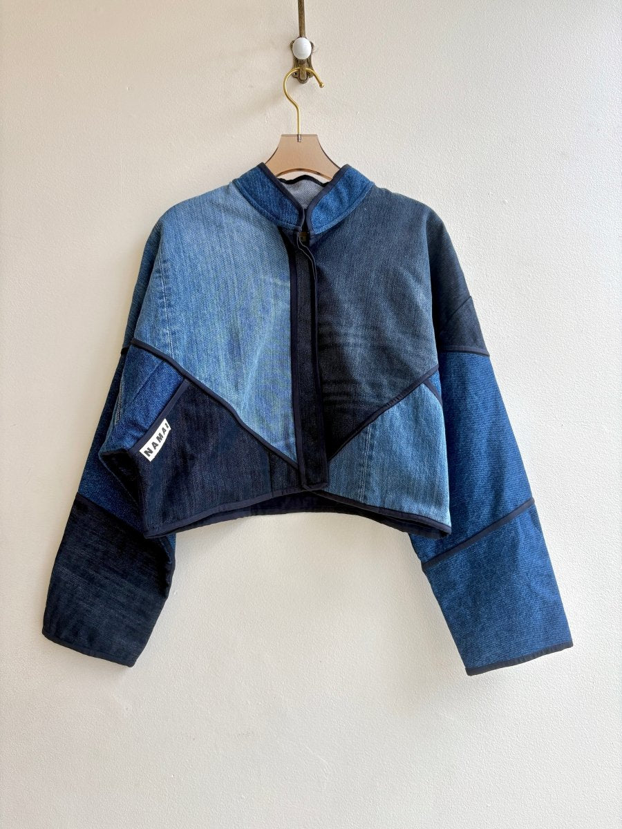 “Lori” Kaira Upcycled Denim Cropped Jacket - Made X Hudson