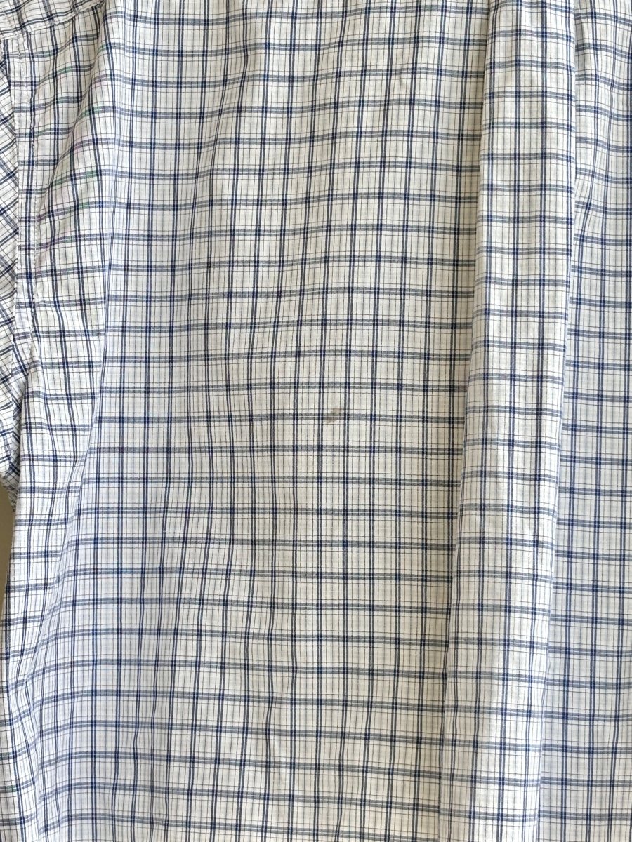 Blue & Grey Plaid Short Sleeve Annette Crop Top (Reworked) - Made X Hudson