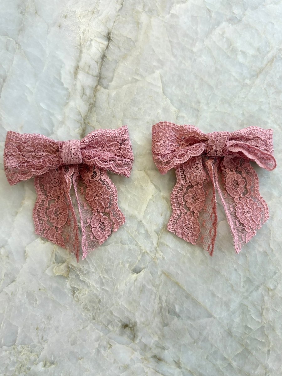 Daisies Lace Pair Bow Hair Clips (Multiple Colors) - Made X Hudson