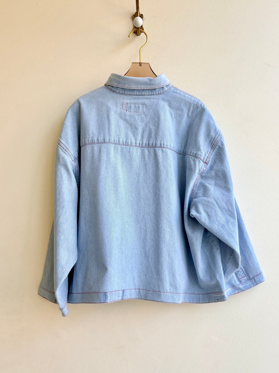 Red Top - Stitch Denim Shirtjacket (Reworked) - Made X Hudson