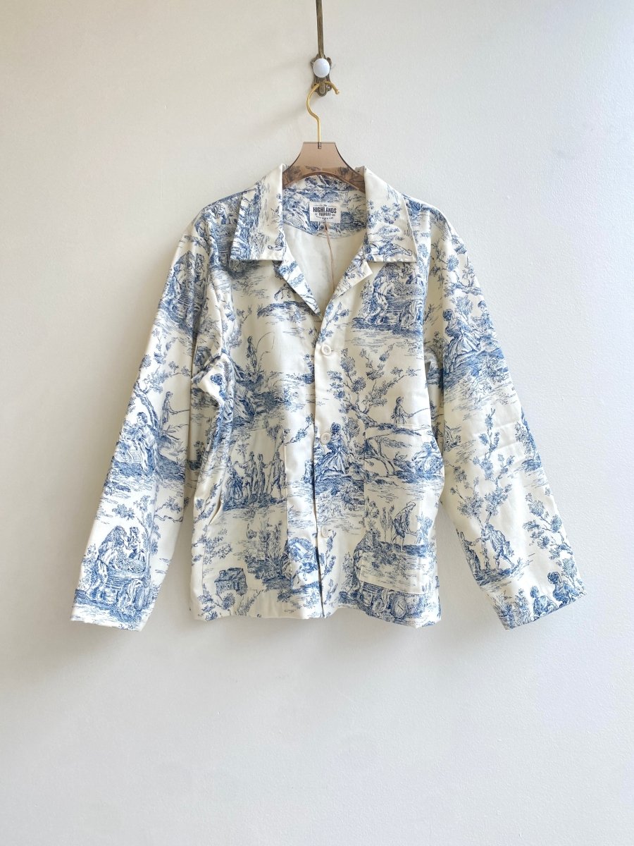 Blue Toile Button Down Utility Jacket - Made X Hudson