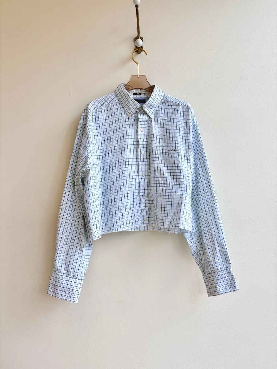 Blue & Mint Tattersall Plaid Annette Crop Top (Reworked) - Made X Hudson